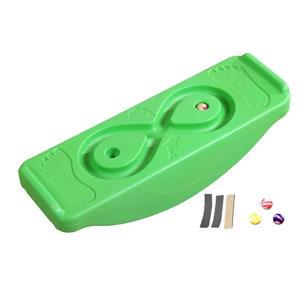 PHASFBJ Board Exercise for Fitness with Roller Board Balancing for Surf, Ski, Snowboard and Skateboarding, Kids Rocking Seesaw Plastic Balance Board with 3 Balls,Green,1