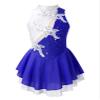 easyforever Kids Girls Long Sleeve Skirted Leotards Bodysuit Ballet Dance Dress Ballerina Figure Ice Skating Dress 005_Blue&White 16 Years view 3