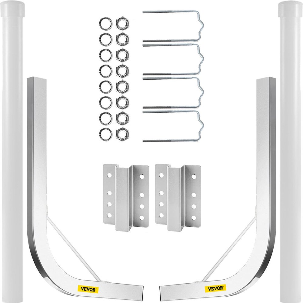 VEVOR Boat Trailer Guide-on, 60", 2PCS Steel Trailer Post Guide ons, w/White PVC Tube Covers, Complete Mounting Accessories Included, for Ski Boat, Fishing Boat or Sailboat Trailer