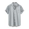 Mens Button Up Shirts Short Sleeve Vertical Striped Regular Fit Dress Shirts Casual Work Beach Big and Tall Stylish Tops Gray view 1