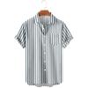 Mens Button Up Shirts Short Sleeve Vertical Striped Regular Fit Dress Shirts Casual Work Beach Big and Tall Stylish Tops Gray view 3