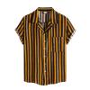 Retro Shirts for Men Button Up Short Sleeve 70S Vintage Stripes Dress Shirts Casual Summer Loose Fit Beach Tops Pocket view 1