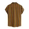 Retro Shirts for Men Button Up Short Sleeve 70S Vintage Stripes Dress Shirts Casual Summer Loose Fit Beach Tops Pocket view 2