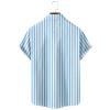 Mens Button Up Shirts Short Sleeve Vertical Striped Regular Fit Dress Shirts Casual Work Beach Big and Tall Stylish Tops Blue view 4
