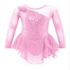 VernLan Girls Glittery Mesh Spliced Figure Ice Skating Dress Competition Dance Costumes Leotard Ballet Tutu Skirt Light Pink 10 Years view 1