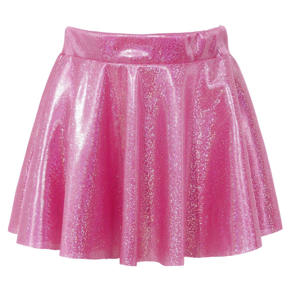 easyforever Kids Girls Sequins Metallic Skater Skort Ballet Dance Athletic Skirt Latin Ballroom Performance Mini Skirt Hot Pink 6-8 Years