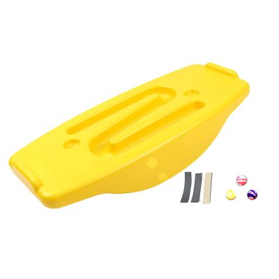 PHASFBJ Board Exercise for Fitness with Roller Board Balancing for Surf, Ski, Snowboard and Skateboarding, Kids Rocking Seesaw Plastic Balance Board with 3 Balls,Yellow,2