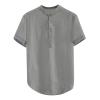QWENTMTNTY Mens Linen Shirts Henley 3/4 Sleeve Casual Cotton T-Shirt Regular-Fit Button Up Lightweight Beach Yoga Tunic Tops Gray view 1