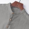 QWENTMTNTY Mens Linen Shirts Henley 3/4 Sleeve Casual Cotton T-Shirt Regular-Fit Button Up Lightweight Beach Yoga Tunic Tops Gray view 3