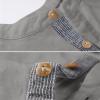 QWENTMTNTY Mens Linen Shirts Henley 3/4 Sleeve Casual Cotton T-Shirt Regular-Fit Button Up Lightweight Beach Yoga Tunic Tops Gray view 4