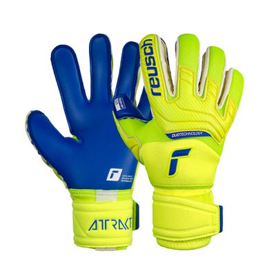 Reusch Attrakt Duo Ortho-Tec Goalkeeper Gloves, Yellow/Blue, Size 8