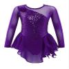 VernLan Girls Glittery Mesh Spliced Figure Ice Skating Dress Competition Dance Costumes Leotard Ballet Tutu Skirt Lilac 4 Years view 1