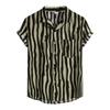 Retro Shirts for Men Button Up Short Sleeve 70S Vintage Stripes Dress Shirts Casual Summer Loose Fit Beach Tops Pocket view 1