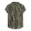 Retro Shirts for Men Button Up Short Sleeve 70S Vintage Stripes Dress Shirts Casual Summer Loose Fit Beach Tops Pocket view 2