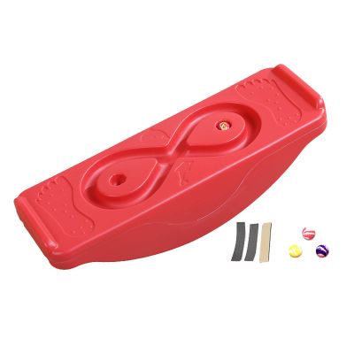 PHASFBJ Board Exercise for Fitness with Roller Board Balancing for Surf, Ski, Snowboard and Skateboarding, Kids Rocking Seesaw Plastic Balance Board with 3 Balls,Red,1