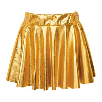easyforever Kids Toddler Girls Metallic Athletic Dance Skirt Pleated Skirts High Waist Skater Skirt Skort Mini Skirts Gold 13-14 Years