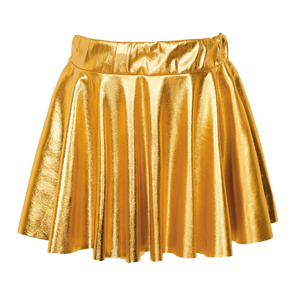 easyforever Kids Toddler Girls Metallic Athletic Dance Skirt Pleated Skirts High Waist Skater Skirt Skort Mini Skirts Gold 13-14 Years
