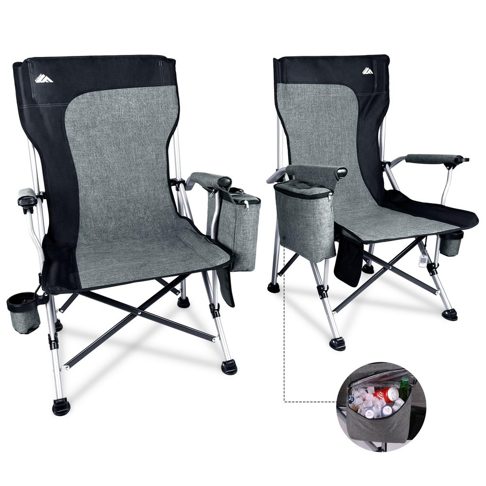 Ablazer 2 Pack Camping Chairs for Adults, Portable Hunting Chair Supports 350lbs, Oversized Heavy Duty Folding Chair for Camping Padded Seat Outdoor Lawn Folding Chair with Side Pockets