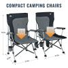 Ablazer 2 Pack Camping Chairs for Adults, Portable Hunting Chair Supports 350lbs, Oversized Heavy Duty Folding Chair for Camping Padded Seat Outdoor Lawn Folding Chair with Side Pockets view 3