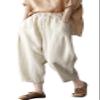 CHARTOU Women's Summer Elastic High Waist Linen Blend Loose Fit Harem Cropped Pants (X-Small, Apricot) view 1