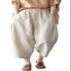 CHARTOU Women's Summer Elastic High Waist Linen Blend Loose Fit Harem Cropped Pants (X-Small, Apricot) view 2