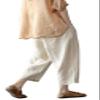 CHARTOU Women's Summer Elastic High Waist Linen Blend Loose Fit Harem Cropped Pants (X-Small, Apricot) view 3