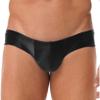Hularka Men's Shiny Oil Low Rise Bikini Briefs Bulge Pouch Panties Seamless Swim Trunks Swimwear Black Medium view 1