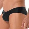 Hularka Men's Shiny Oil Low Rise Bikini Briefs Bulge Pouch Panties Seamless Swim Trunks Swimwear Black Medium view 3
