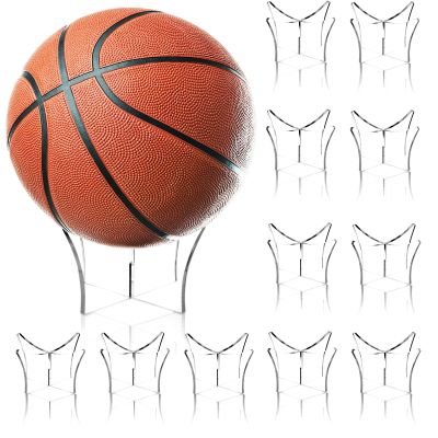 Lyellfe 12 Pack Acrylic Ball Stand, Ball Display Stand Holder, Football Basketball Holder, Trophy Autograph Memorabilia Display Case for Volleyball Rugby Soccer