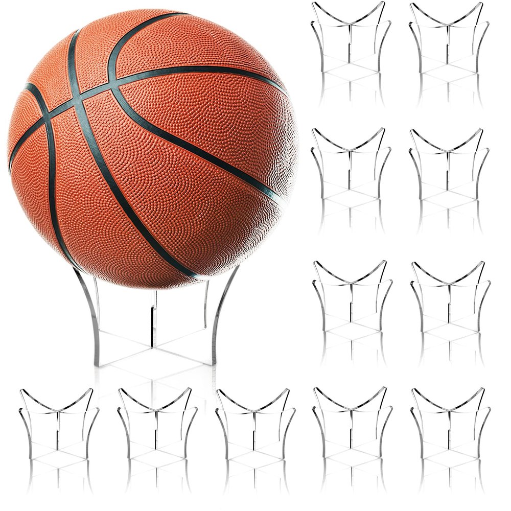 Lyellfe 12 Pack Acrylic Ball Stand, Ball Display Stand Holder, Football Basketball Holder, Trophy Autograph Memorabilia Display Case for Volleyball Rugby Soccer