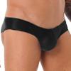 Hularka Men's Shiny Oil Low Rise Bikini Briefs Bulge Pouch Panties Seamless Swim Trunks Swimwear Black XX-Large view 2