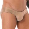 Hularka Men's Shiny Oil Low Rise Bikini Briefs Bulge Pouch Panties Seamless Swim Trunks Swimwear Coffee X-Large view 2