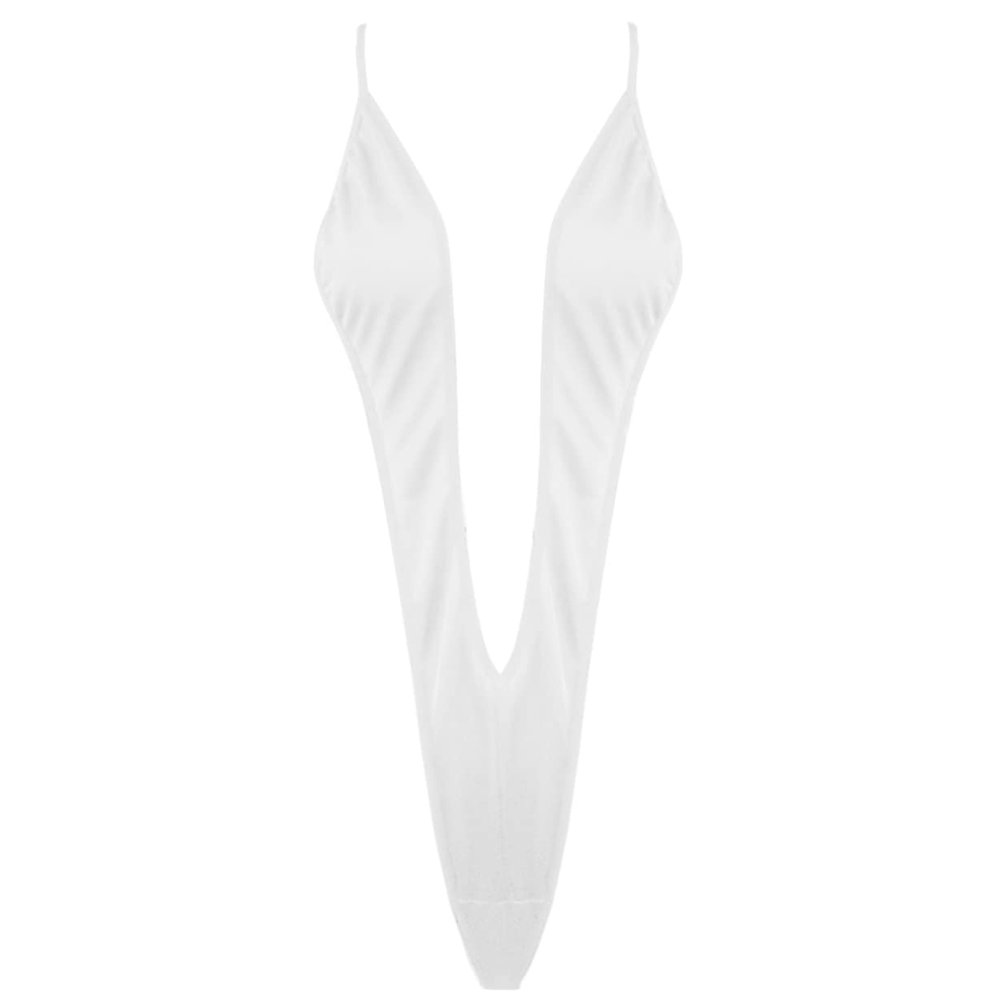 Vxuxlje Women's Micro Bikini Swim Bra Mini V-String Thong Sling One Piece Monokini Bathing Suits White One Size