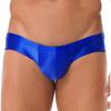 Hularka Men's Shiny Oil Low Rise Bikini Briefs Bulge Pouch Panties Seamless Swim Trunks Swimwear Blue Medium view 1