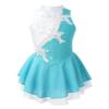 easyforever Kids Girls Long Sleeve Skirted Leotards Bodysuit Ballet Dance Dress Ballerina Figure Ice Skating Dress 005_Lake Green&White 8 Years view 3