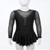 VernLan Big Girls Mock Neck Roller Ice Figure Skating Dress Dance wear Competiton Costume Gymnastic Leotard Skirt Shinny Black 8 Years view 3