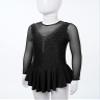 VernLan Big Girls Mock Neck Roller Ice Figure Skating Dress Dance wear Competiton Costume Gymnastic Leotard Skirt Shinny Black 8 Years view 4