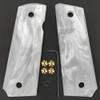 Cool Hand 1911 Grips, Full Size Government Commander, High Polished Synthetic White Pearl, Screws Included, Ambi Safety Cut view 2