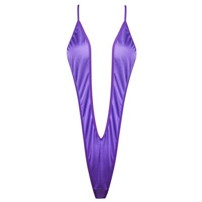 Vxuxlje Women's Micro Bikini Swim Bra Mini V-String Thong Sling One Piece Monokini Bathing Suits Purple One Size