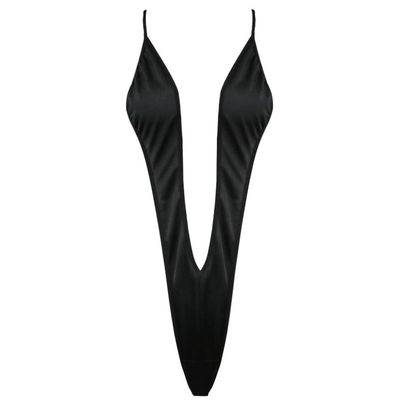 Vxuxlje Women's Micro Bikini Swim Bra Mini V-String Thong Sling One Piece Monokini Bathing Suits Black One Size