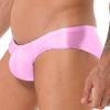 Hularka Men's Shiny Oil Low Rise Bikini Briefs Bulge Pouch Panties Seamless Swim Trunks Swimwear Pink Medium view 4
