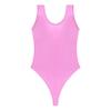 Manyakai Women Glossy Teddy High Cut Bodysuit One Piece Training Swimwear Yoga Gym Workout Leotard Pink X-Large view 2