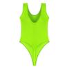 Manyakai Women Glossy Teddy High Cut Bodysuit One Piece Training Swimwear Yoga Gym Workout Leotard Fluorescent Green Medium view 3