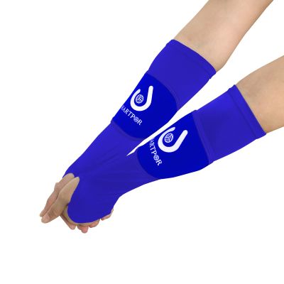 HARTPOR Volleyball Arm Sleeves Passing Forearm Sleeves with Protection Pad and Thumbhole for Youth Protect Arms from Sting 1 Pair 10" Blue