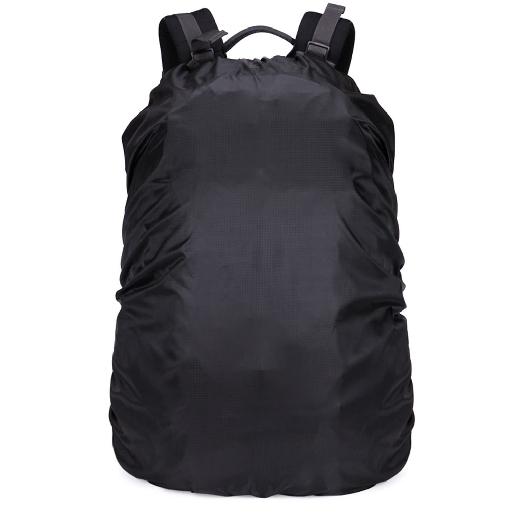 Muka Backpack Rain Cover, Outdoor Hiking Travel Backpack Cover with Storage Pouch & Cross Buckle Straps (20-80L)-Black-L