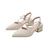 LUXINYU,Women Pointed Toe Heels French Elegant Ladies Rhinestone Pumps,Strap Chunky Heeled Dress Shoes Comfort Work Shoes,Apricot,8.5 view 1