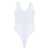 Manyakai Women Glossy Teddy High Cut Bodysuit One Piece Training Swimwear Yoga Gym Workout Leotard White X-Large view 3