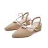 LUXINYU,Women Pointed Toe Heels French Elegant Ladies Rhinestone Pumps,Strap Chunky Heeled Dress Shoes Comfort Work Shoes,Khaki,9 view 1