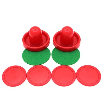 GSHLLO 8 Pcs 60mm Mini Red Air Hockey Pushers Air Hockey Pucks Strickers Goal Handles Paddles Replacement Accessories for Game Tables