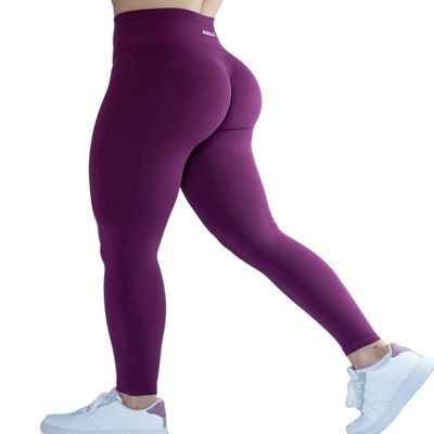 AUROLA Seamless Scrunch Legging Women Yoga Pants 7/8 Tummy Control Workout Running for Fitness Sport Active Legging-25''M,Magenta